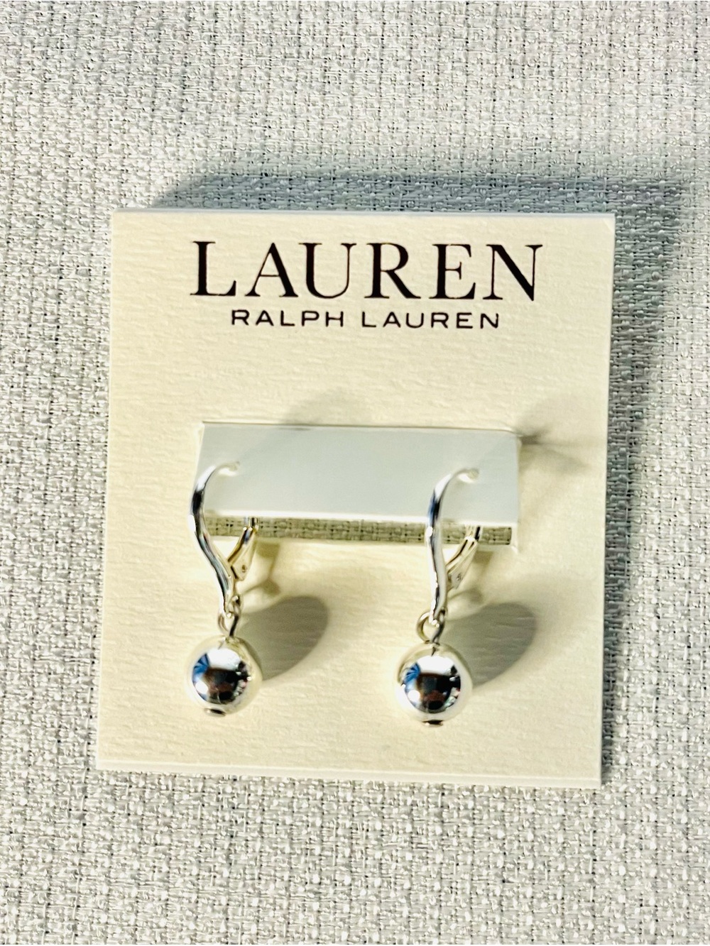 Lauren Ralph Lauren Silver Dangling Ball Drop Earrings - NWT - Picture 3 of 4